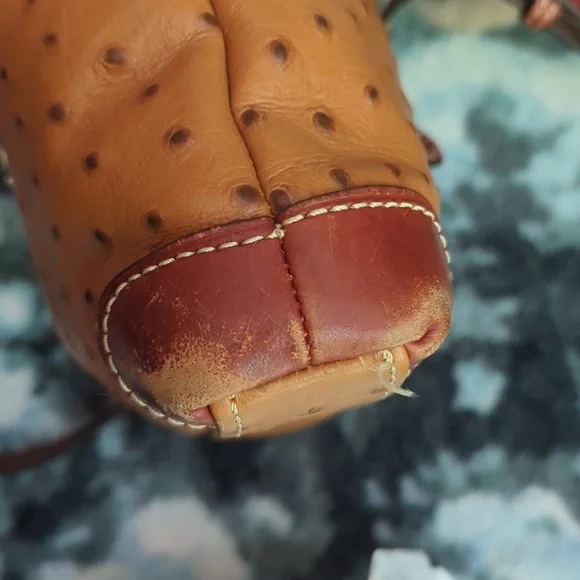 Dooney & Bourke Tan Ostrich Crossbody Bag Letter Carrier - Picture 6 of 8